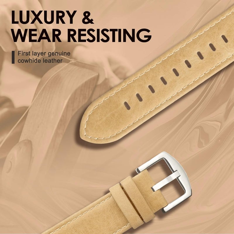 EDIMENS Leather Bands Compatible with Apple Watch 49mm 45mm 42mm 44mm Band Men Women, Vintage Genuine Leather Wristband Replacement Band Compatible for Apple Watch iwatch Series 9 8 7 6 5 4 3 2 1 SE2 - Image 3